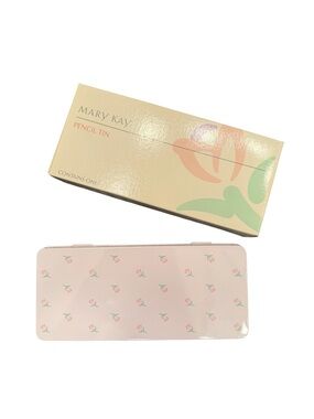 NEW Mary Kay Pencil Tin Metal Box Office Supply Box Flowers Floral